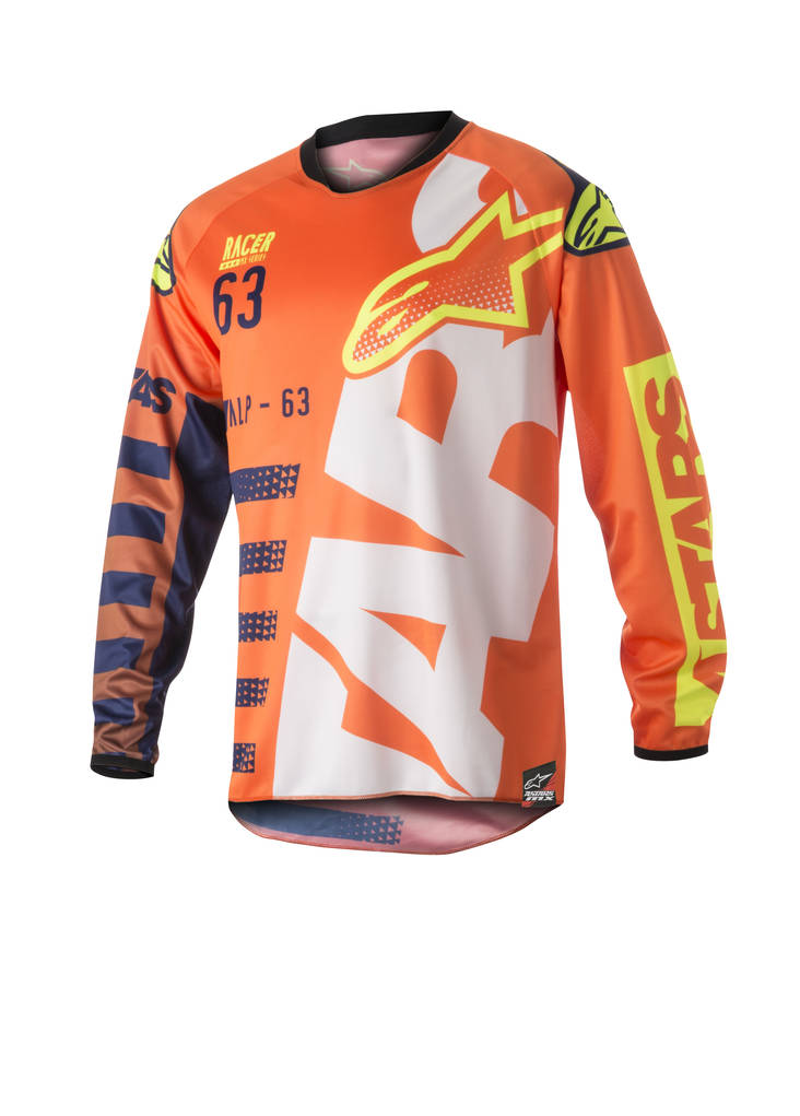 Alpinestars Junior paita Racer Braap fluo oranssi/valko/sini/fluo kelta -S - Paidat - 691-3771418-473-1 - 1