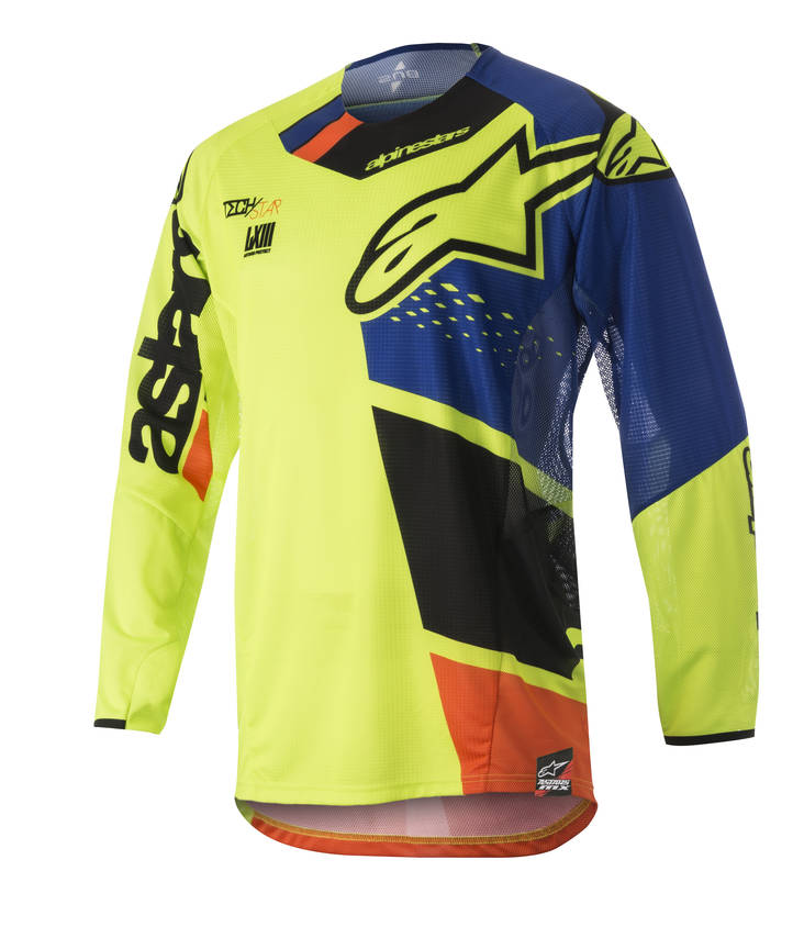 Alpinestars paita Techstar Factory fluo kelta/musta/sini/ fluo oranssi -S - Paidat - 691-3761018-574-1 - 1