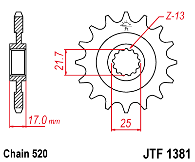 Supersprox / JT Front sprocket 1381.15 - Eturattaat - 27-1-1381-15 - 1