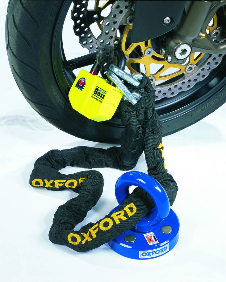 Oxford Boss Hälyttävä lukko + 12mm x 1.5 m ketju - Lukot ja hälyttimet - 491-10008 - 1