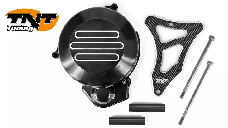 TNT Magneeton- & Ratassuoja, Musta/Carbon-kuvio, Derbi Senda - Tuning osat - 306-4100-9 - 1