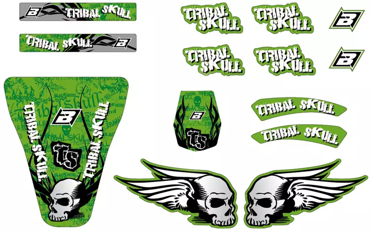 Blackbird Tribal Skull tarrasrj vihreä - Muut tarrat - 381-5407B - 1